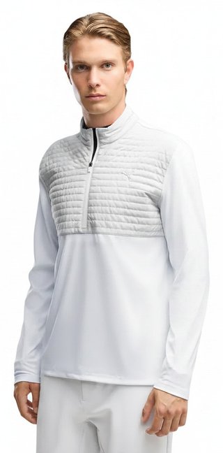 Puma Cloudspun Tech Hybrid 1/2 Zip veste homme, white glow/platino grey