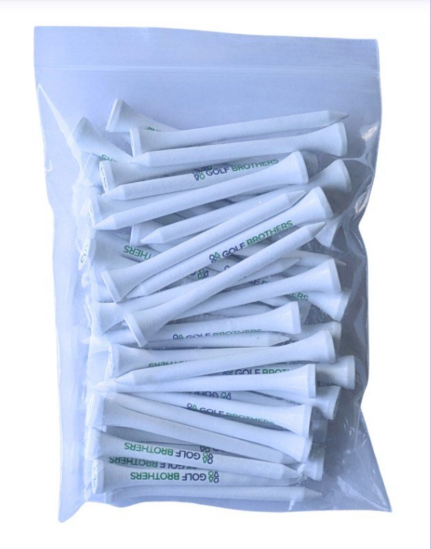 Golf Brothers tees (bambou), blanc, 70mm, pack de 50