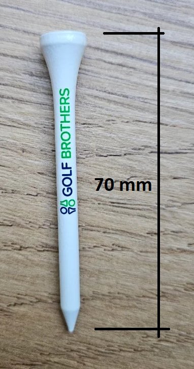 Golf Brothers tees (bambou), blanc, 70mm, pack de 50