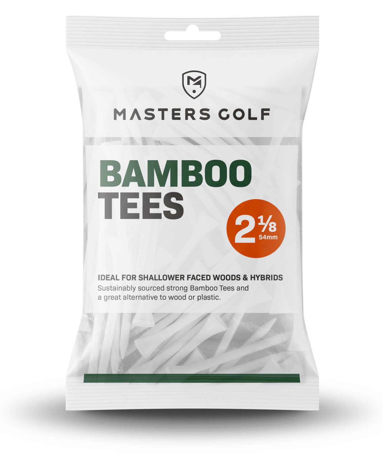 Masters Golf Bamboo Tees 54 mm (2 1/8"), 25 tees, blancs