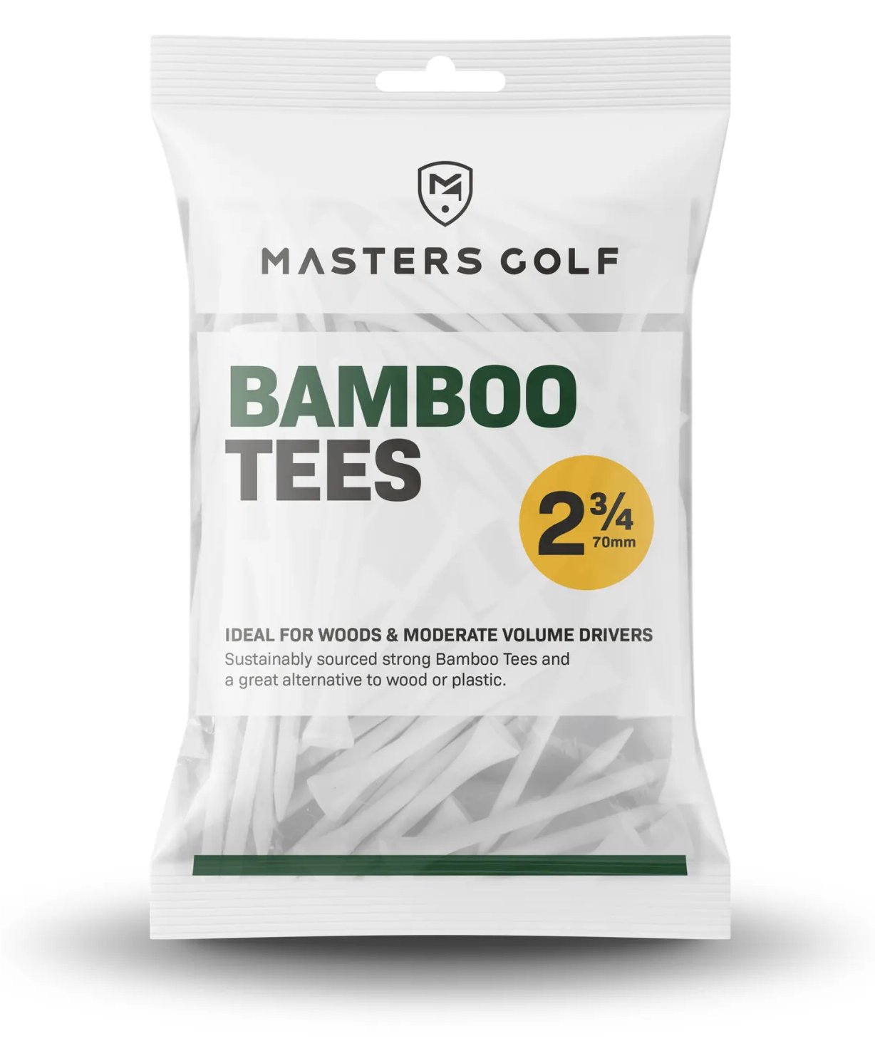 Masters Golf Bamboo Tees 70 mm (2 3/4"), 20 tees, blancs