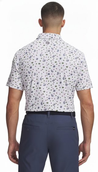 Under Armour ArmourDry Printed polo homme, blanc/blue wind/midnight navy