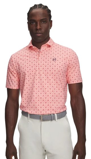 Under Armour Drive Chill Printed polo homme, posh pink/claret