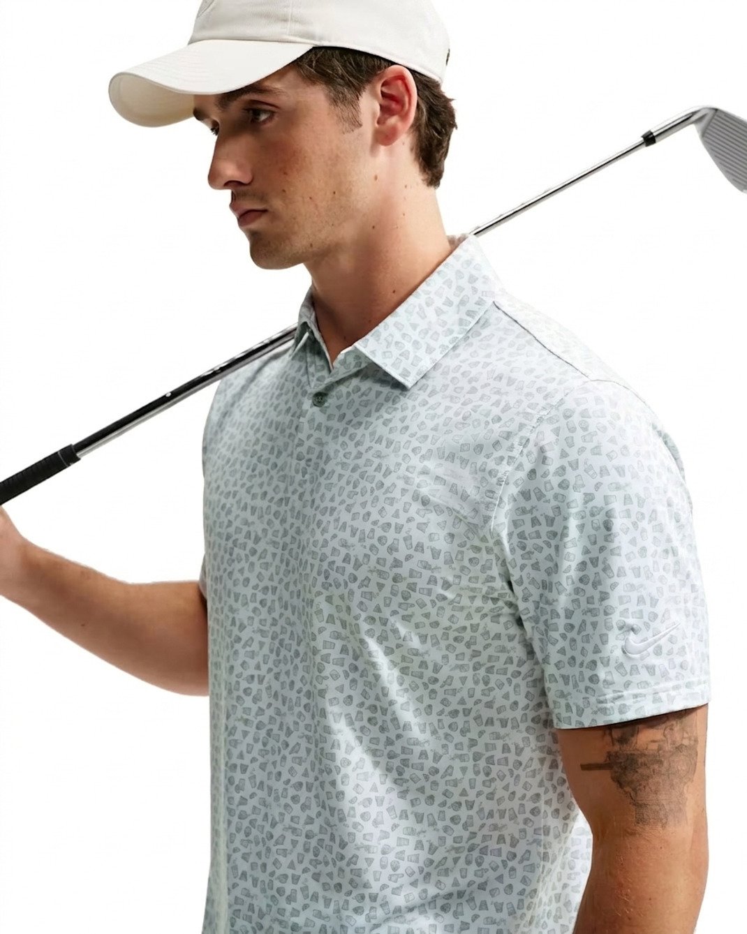 Nike Velocity Micro Print polo homme, jade horizon/blanc
