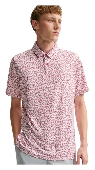Nike Velocity Micro Print polo homme, gym red/blanc