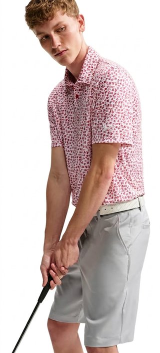 Nike Velocity Micro Print polo homme, gym red/blanc