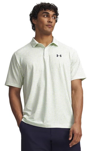 Under Armour Matchplay Printed polo homme, blanc/vert