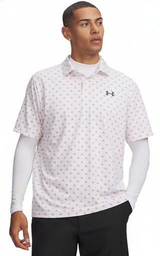 Under Armour Matchplay Printed polo homme, blanc/vintage maroon/academy
