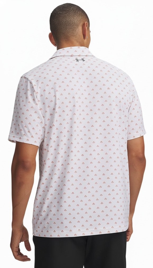Under Armour Matchplay Printed polo homme, blanc/vintage maroon/academy