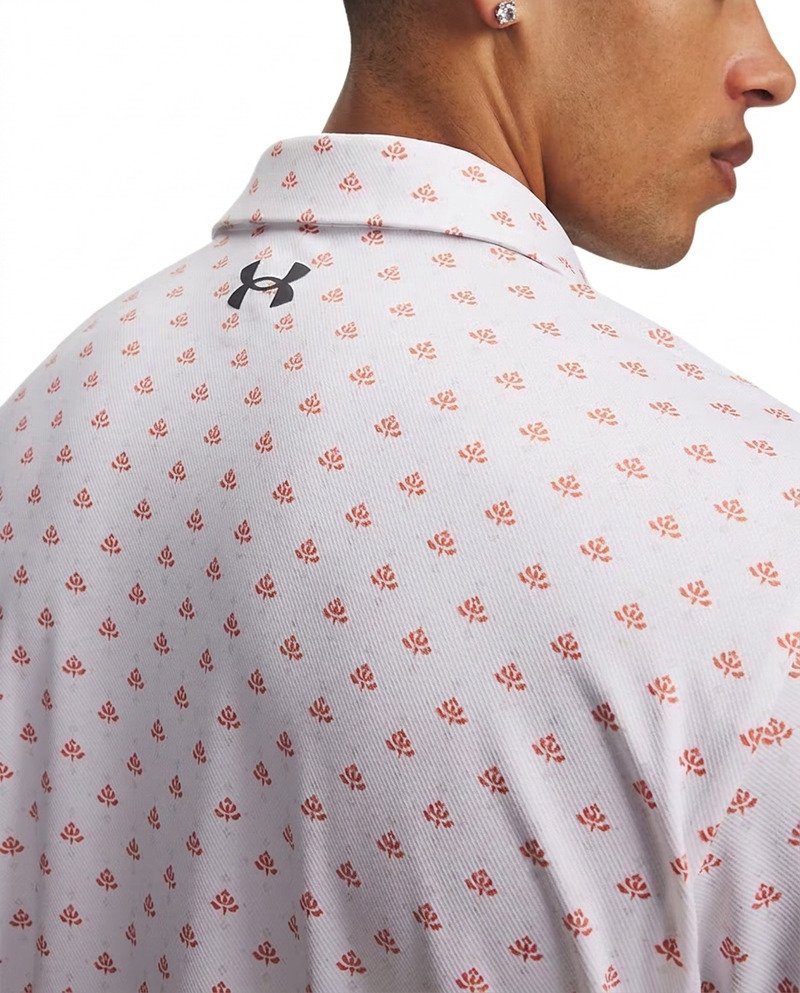 Under Armour Matchplay Printed polo homme, blanc/vintage maroon/academy