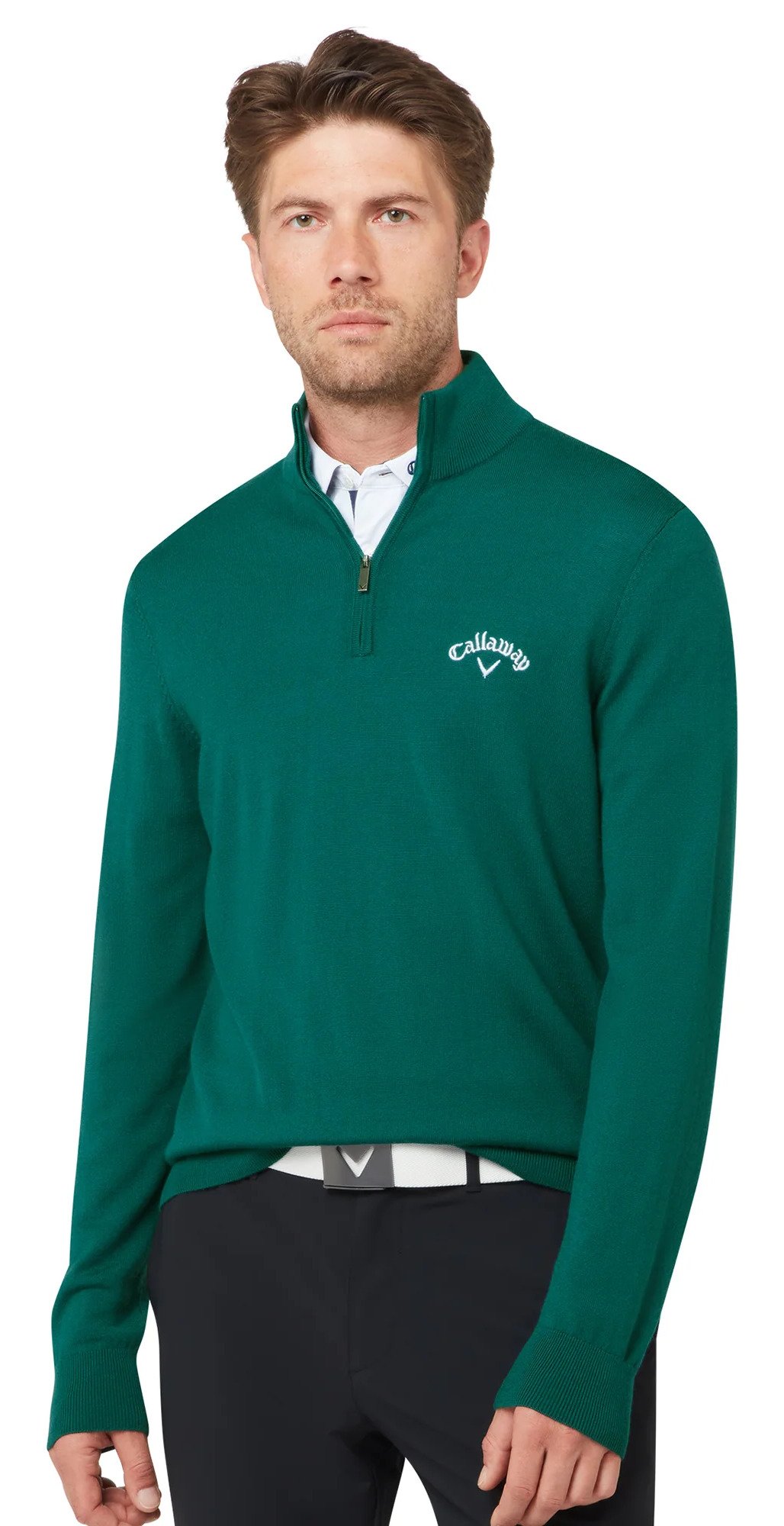 Callaway 1/4 Blended Merino pull homme, blue coral