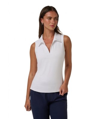 Travis Mathew Skyloft Light Sleeveless polo femme, blanc