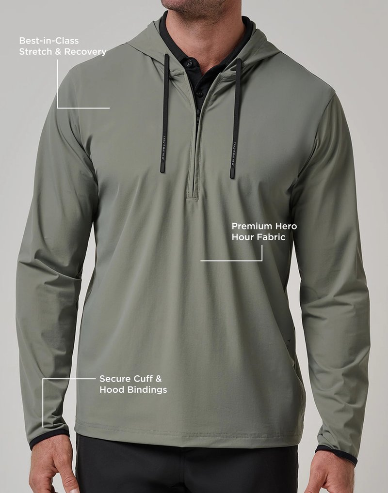 Travis Mathew Hero Hour Tech sweat à capuche homme, dark olive