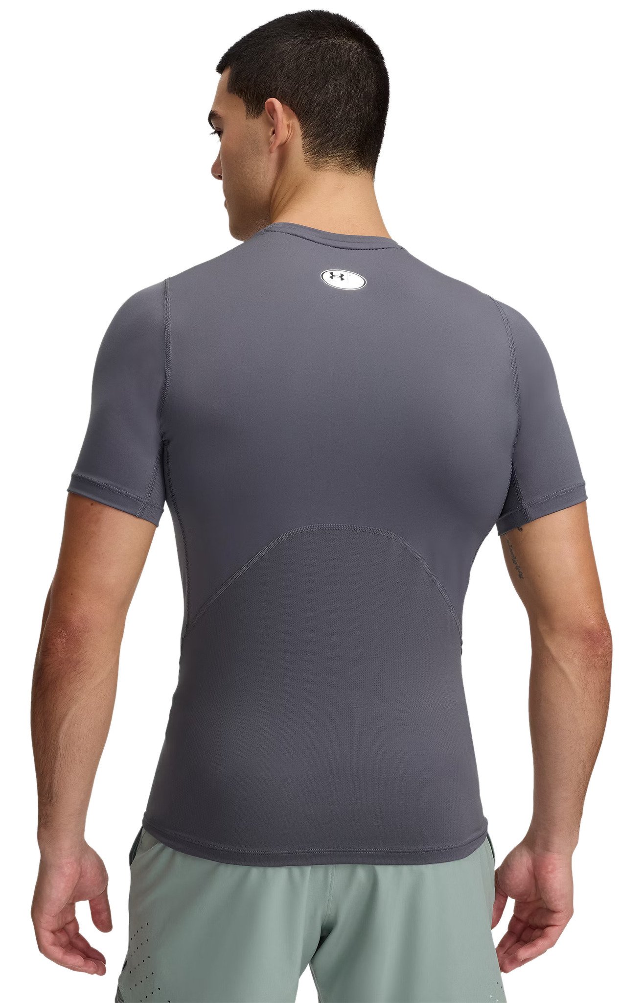 Under Armour HeatGear haut de compression homme, castlerock/blanc