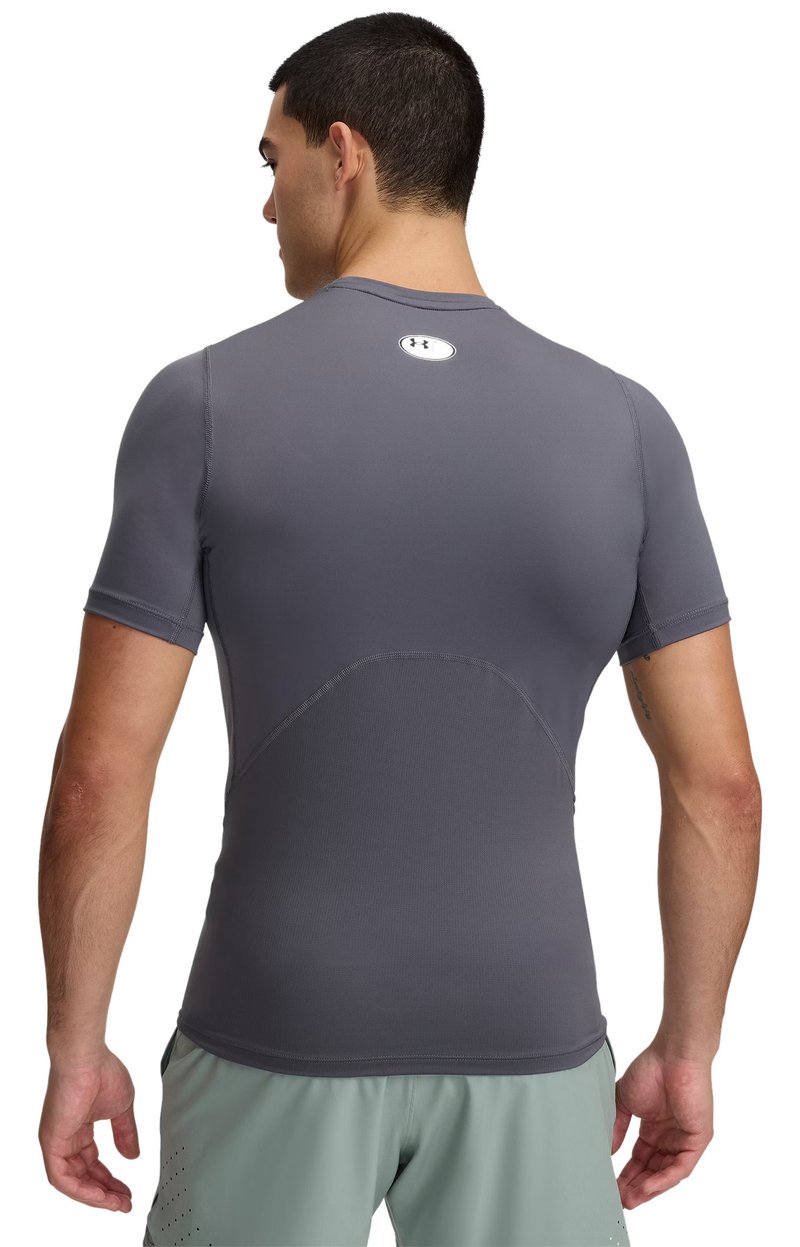 Under Armour HeatGear haut de compression homme, castlerock/blanc