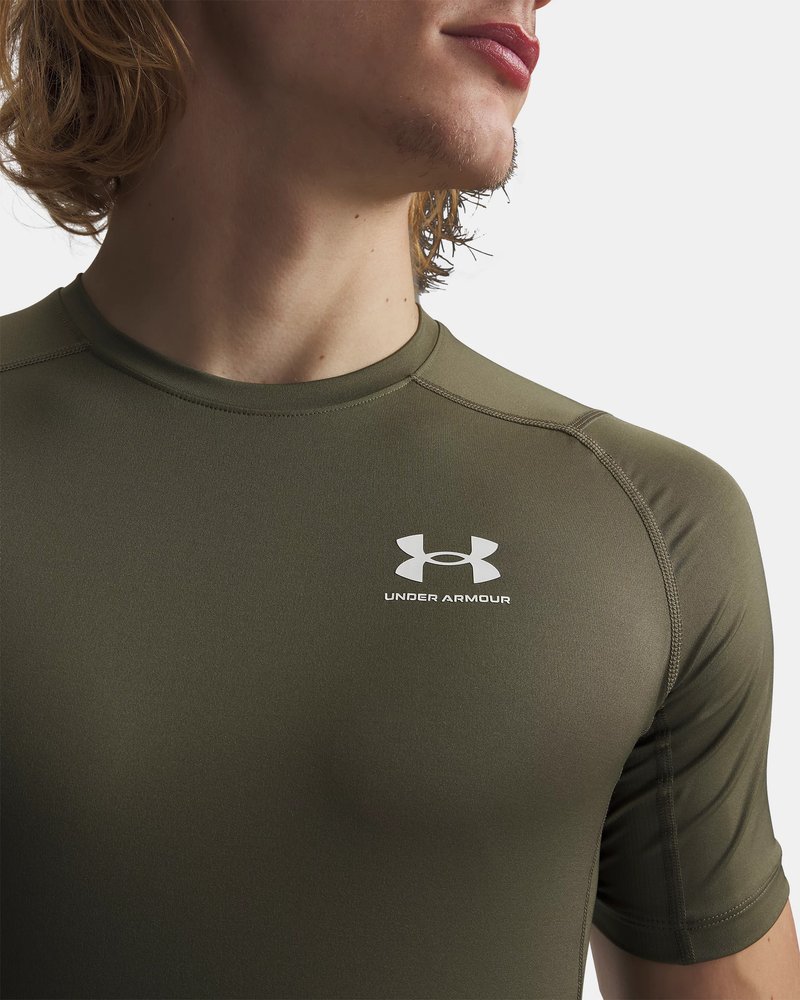 Under Armour HeatGear haut de compression homme, marine OD green/blanc