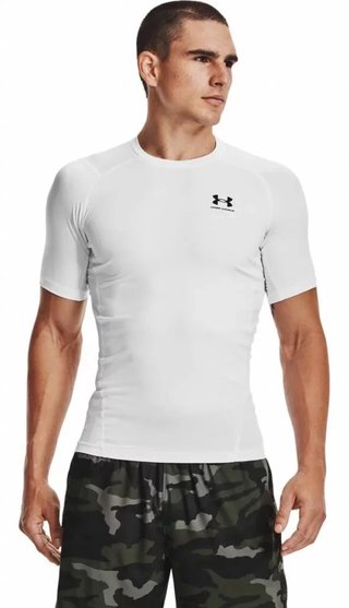 Under Armour HeatGear haut de compression homme, blanc