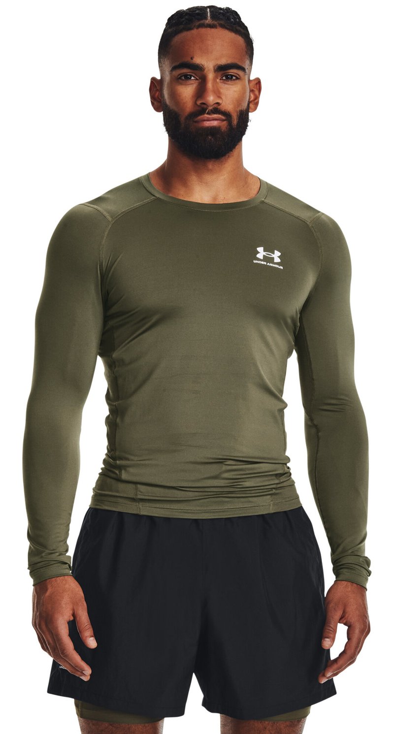 Under Armour HeatGear t-shirt de compression manches longues homme, marine OD green/blanc