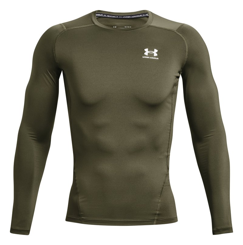 Under Armour HeatGear t-shirt de compression manches longues homme, marine OD green/blanc