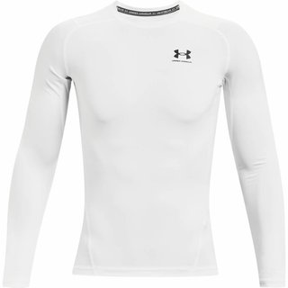 Under Armour HeatGear t-shirt de compression manches longues homme, blanc/noir