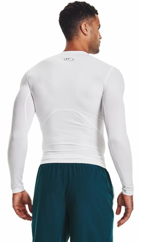 Under Armour HeatGear t-shirt de compression manches longues homme, blanc/noir