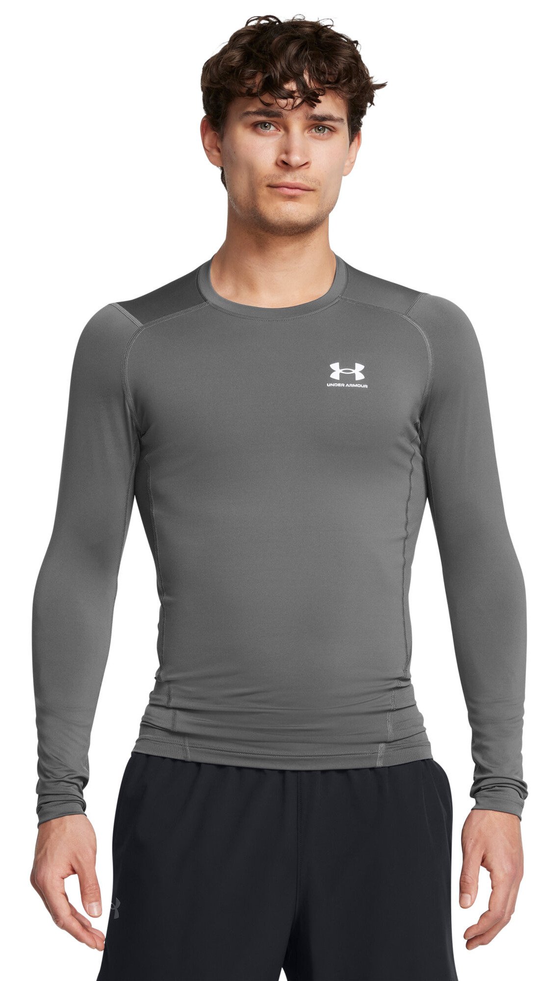 Under Armour HeatGear t-shirt de compression manches longues homme, castlerock/blanc