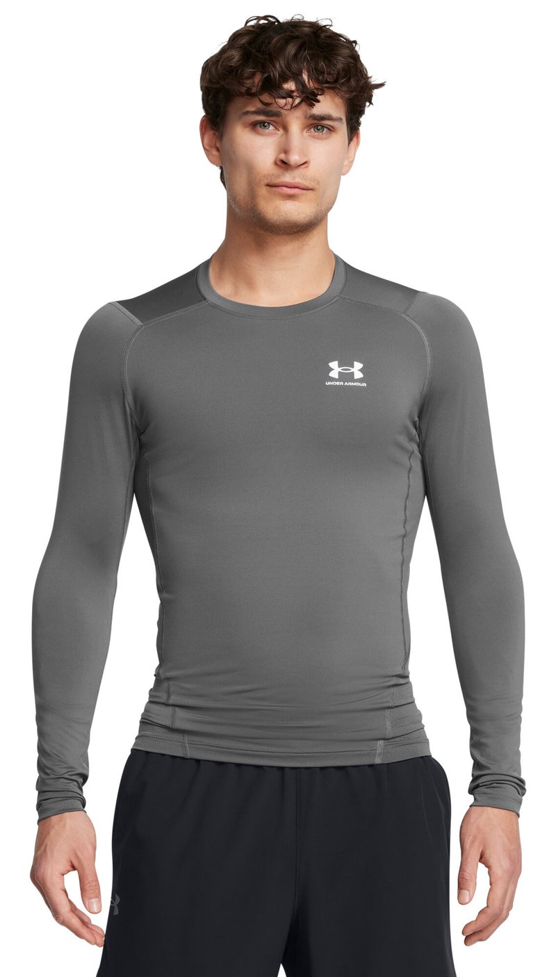 Under Armour HeatGear t-shirt de compression manches longues homme, castlerock/blanc