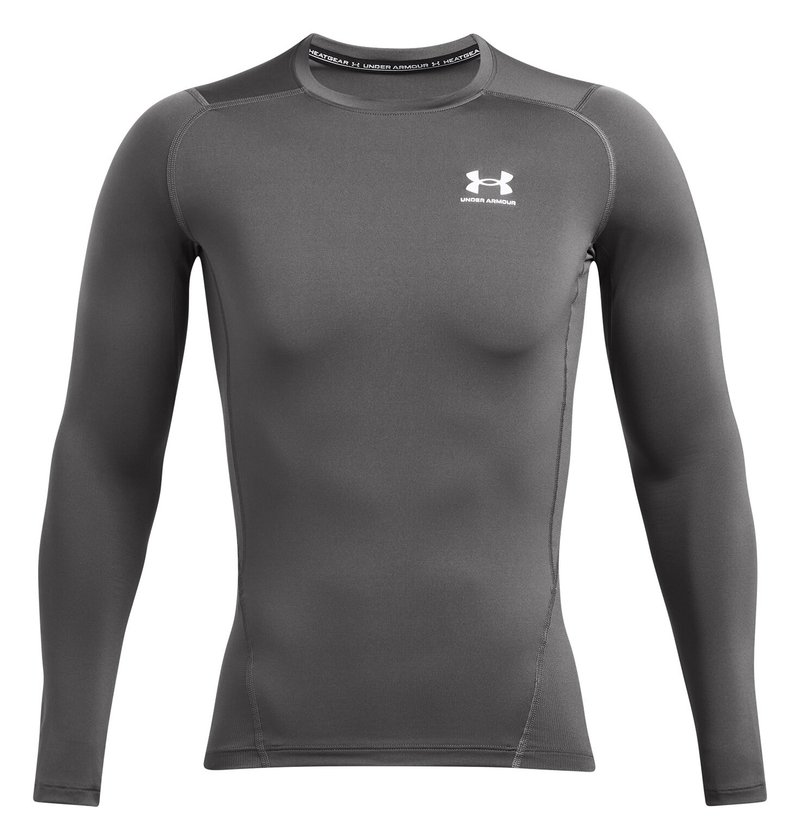 Under Armour HeatGear t-shirt de compression manches longues homme, castlerock/blanc