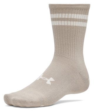 Under Armour Essential Crew unisex chaussettes (6 pack), timberwolf taupe/blanc/stone