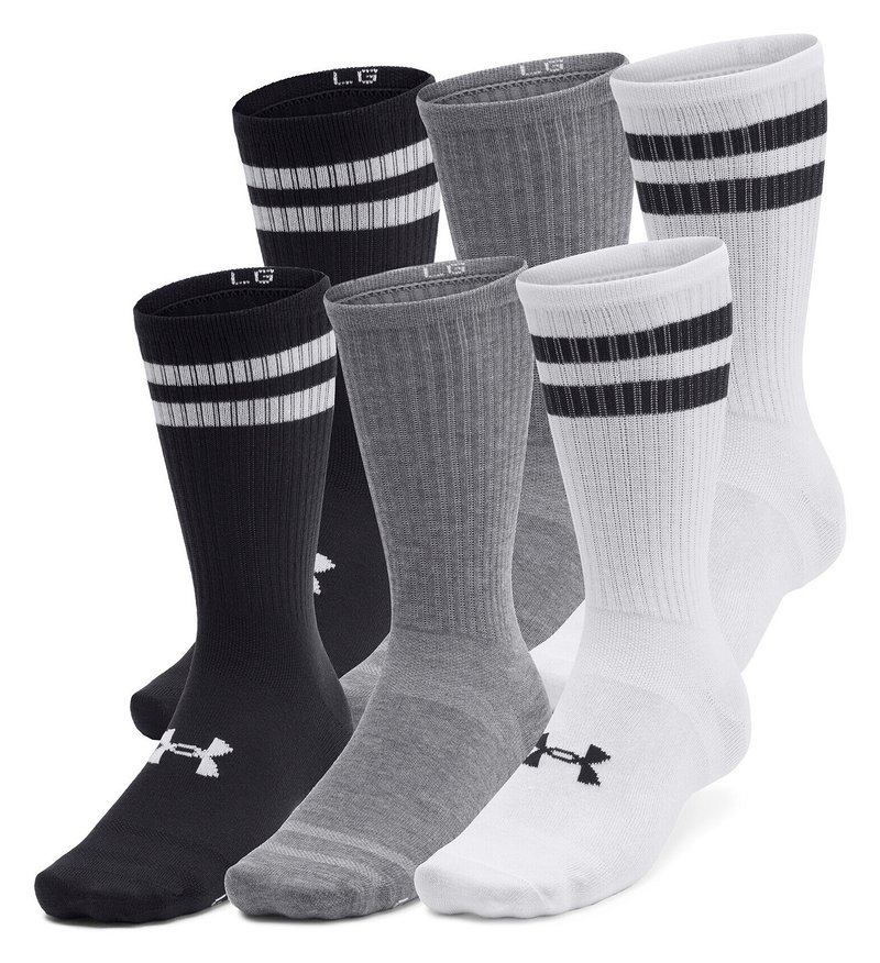 Under Armour Essential Crew unisex chaussettes (6 pack), blanc/noir