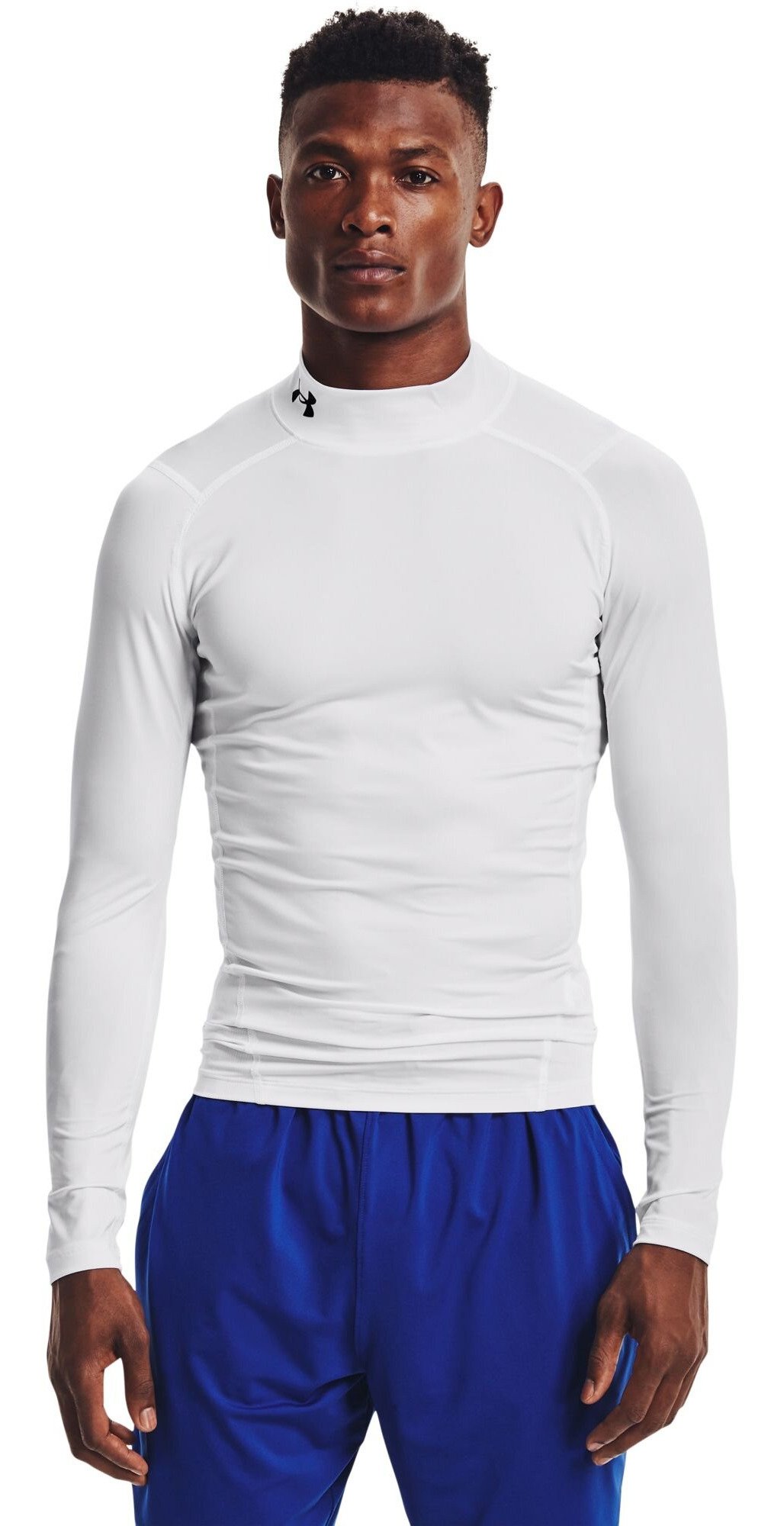 Under Armour HeatGear Comp Mock t-shirt de compression manches longues homme, blanc/noir