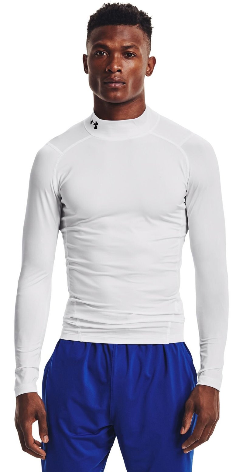 Under Armour HeatGear Comp Mock t-shirt de compression manches longues homme, blanc/noir
