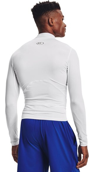 Under Armour HeatGear Comp Mock t-shirt de compression manches longues homme, blanc/noir