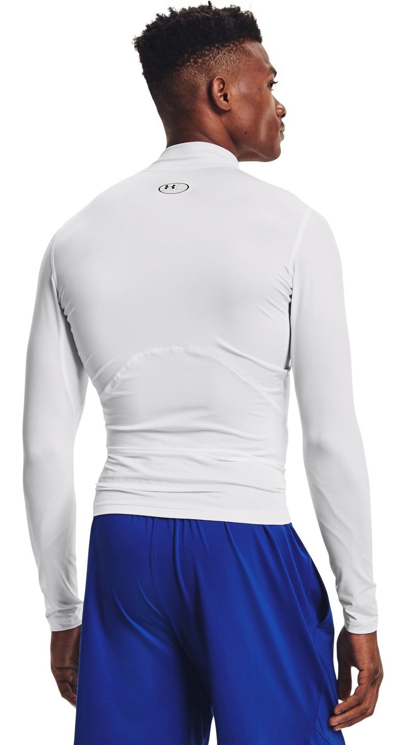 Under Armour HeatGear Comp Mock t-shirt de compression manches longues homme, blanc/noir