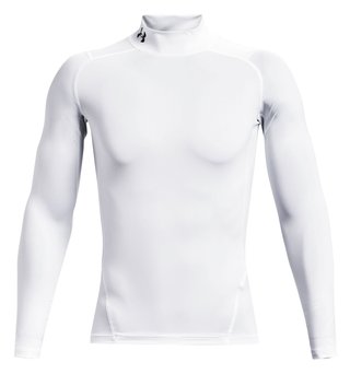 Under Armour HeatGear Comp Mock t-shirt de compression manches longues homme, blanc/noir