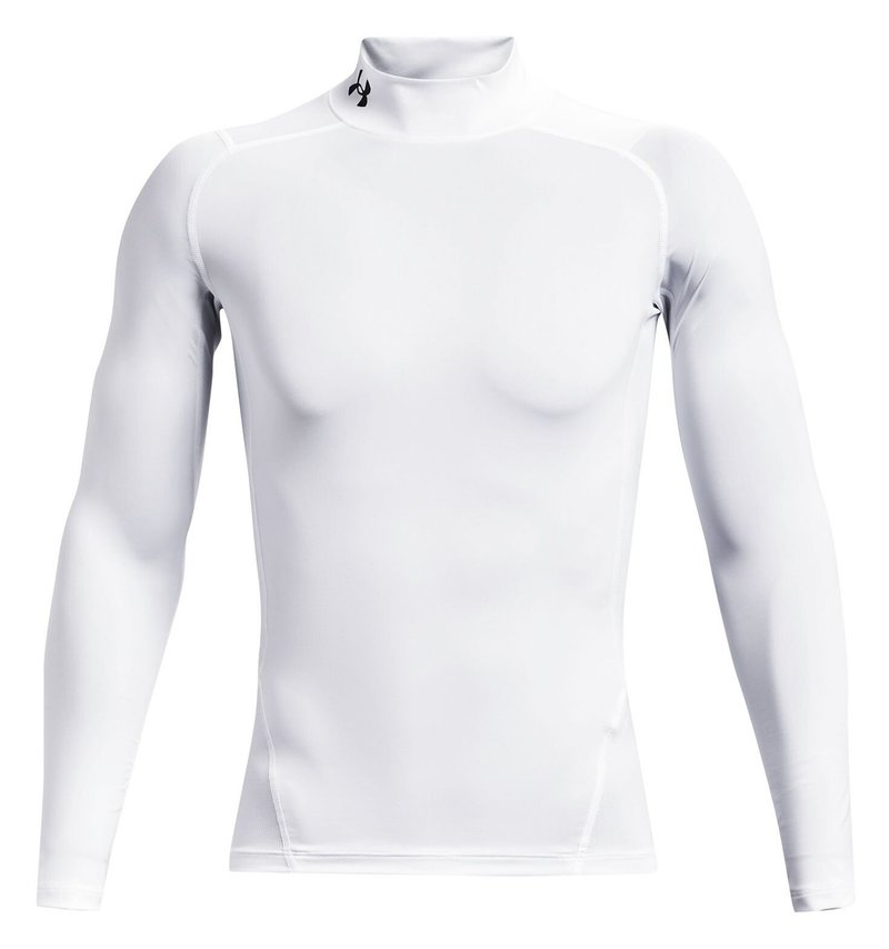 Under Armour HeatGear Comp Mock t-shirt de compression manches longues homme, blanc/noir