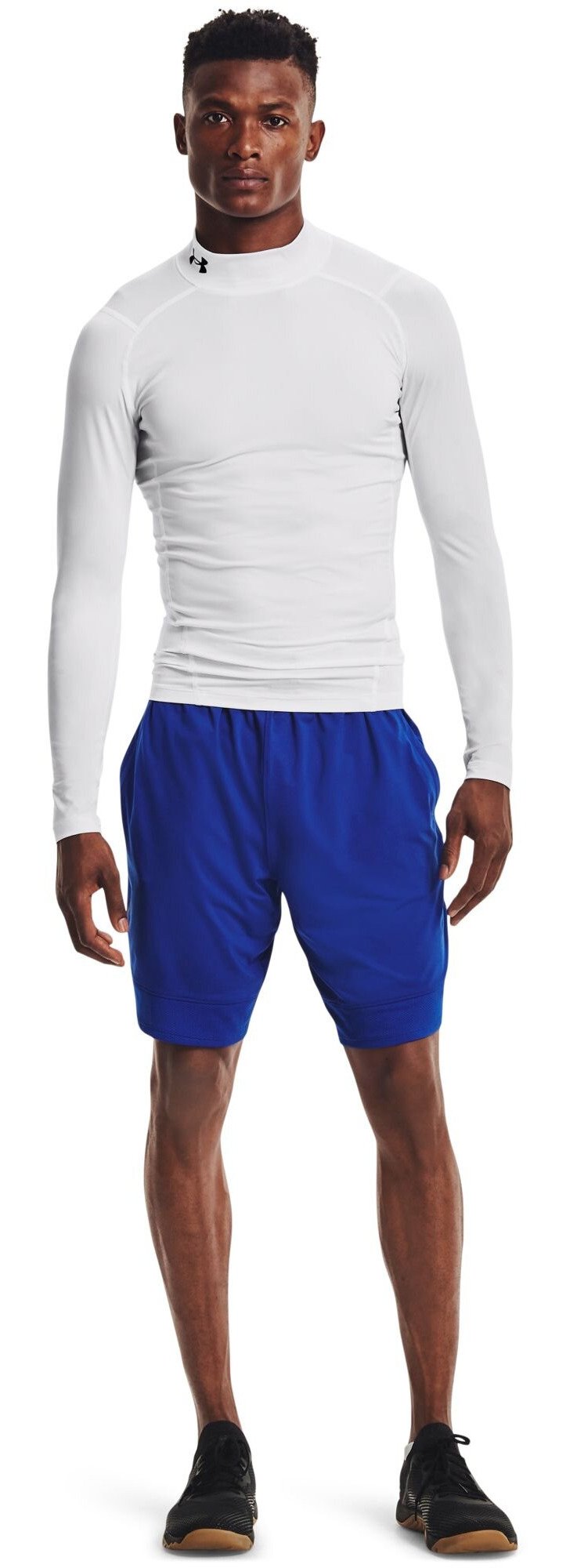 Under Armour HeatGear Comp Mock t-shirt de compression manches longues homme, blanc/noir