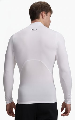 Under Armour HeatGear Comp Mock t-shirt de compression manches longues homme, blanc/noir