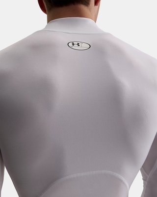 Under Armour HeatGear Comp Mock t-shirt de compression manches longues homme, blanc/noir
