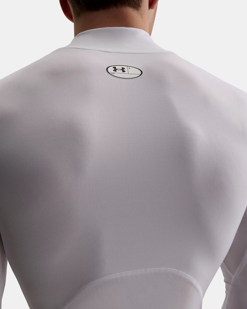 Under Armour HeatGear Comp Mock t-shirt de compression manches longues homme, blanc/noir