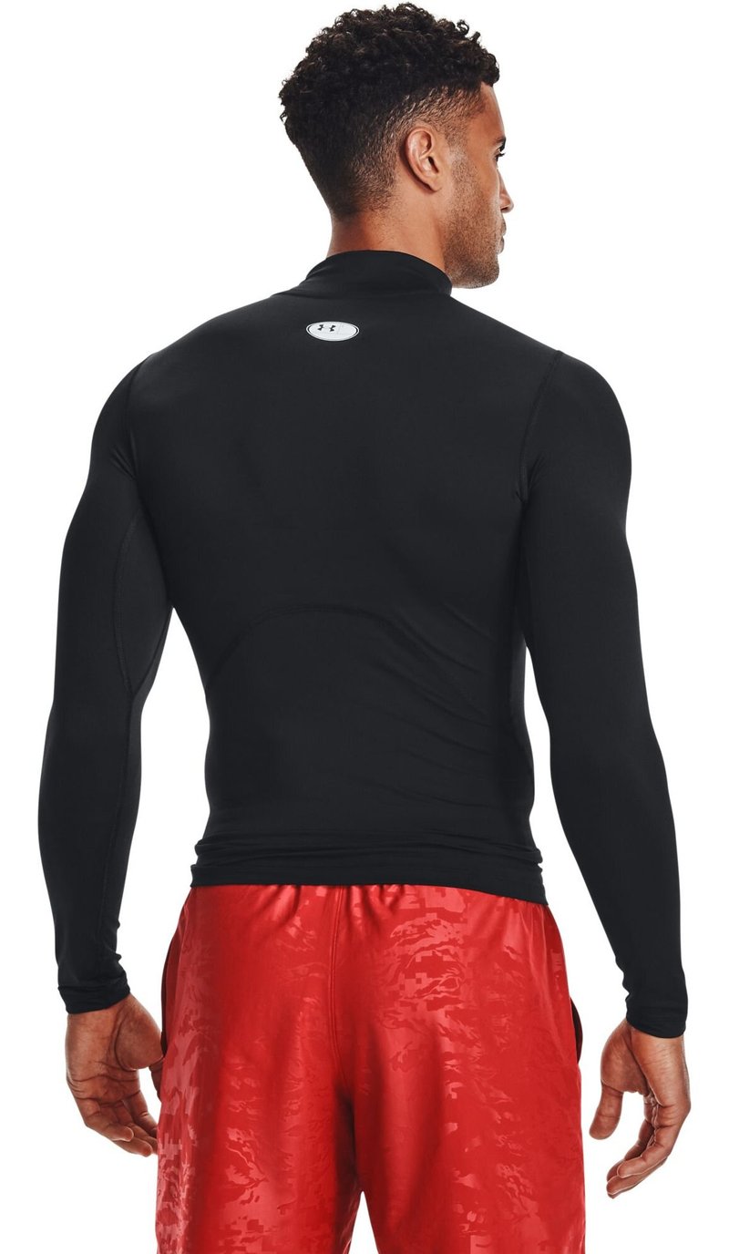 Under Armour HeatGear Comp Mock t-shirt de compression à manches longues homme, noir/blanc