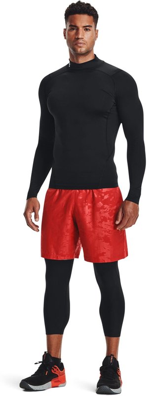 Under Armour HeatGear Comp Mock t-shirt de compression à manches longues homme, noir/blanc
