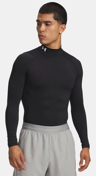 Under Armour HeatGear Comp Mock t-shirt de compression à manches longues homme, noir/blanc