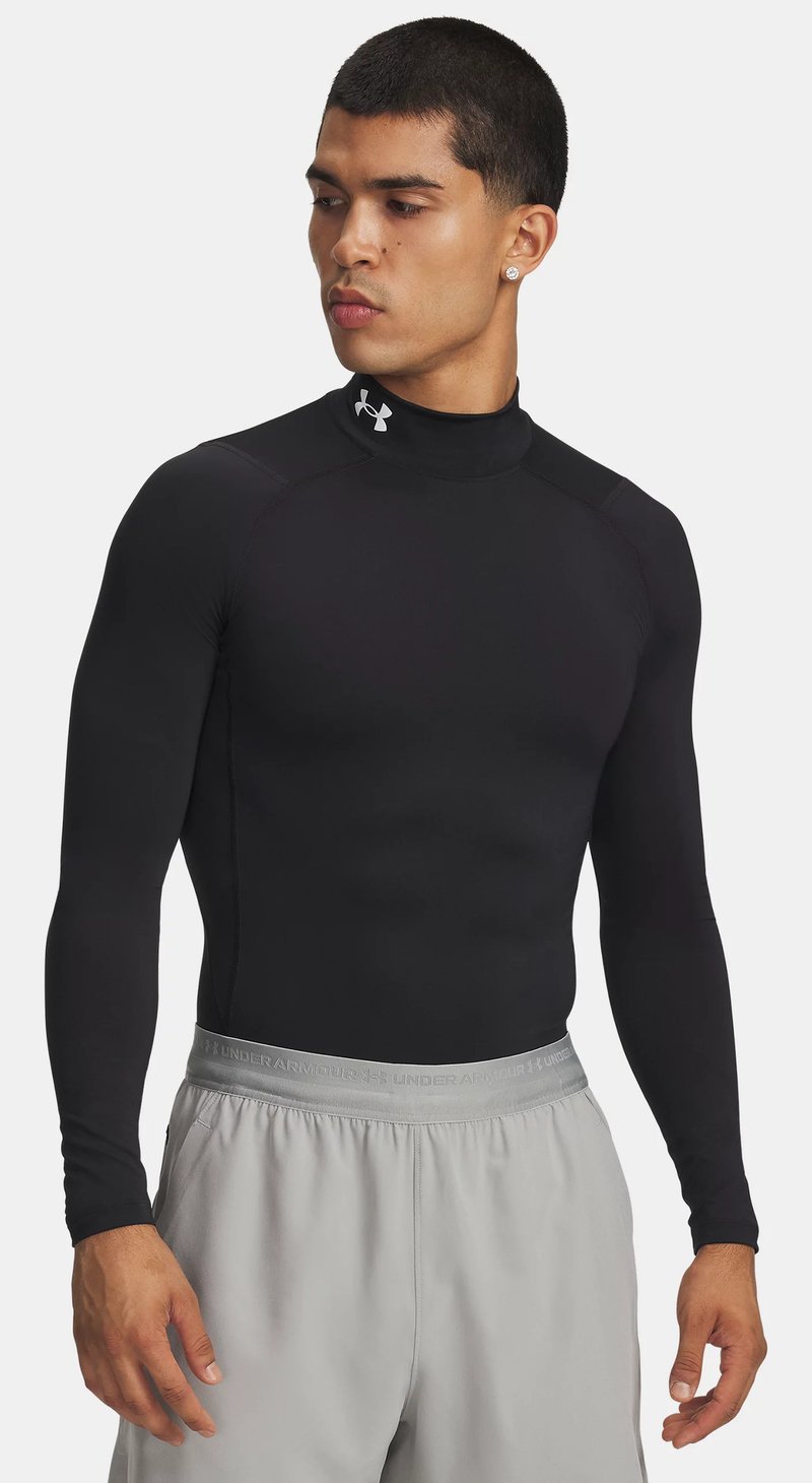 Under Armour HeatGear Comp Mock t-shirt de compression à manches longues homme, noir/blanc