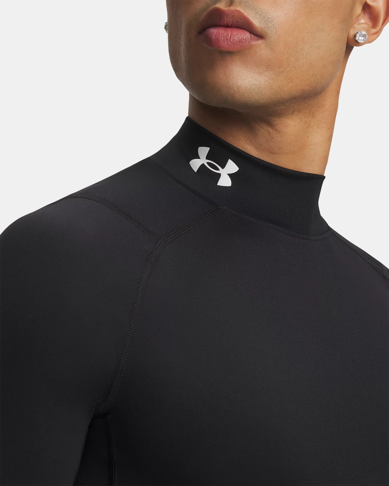 Under Armour HeatGear Comp Mock t-shirt de compression à manches longues homme, noir/blanc
