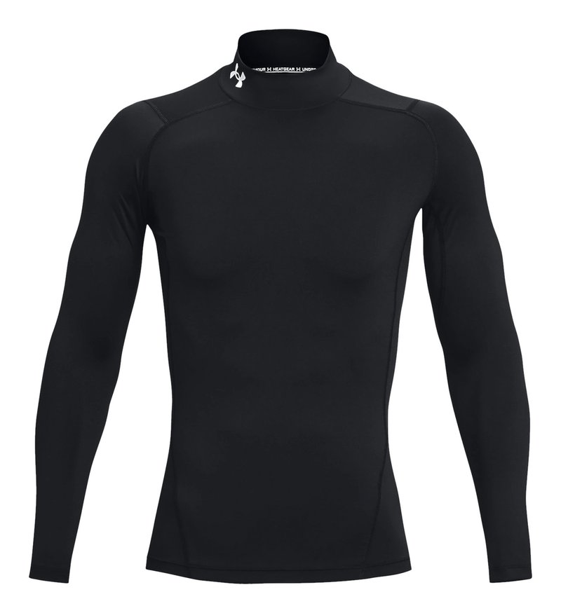 Under Armour HeatGear Comp Mock t-shirt de compression à manches longues homme, noir/blanc