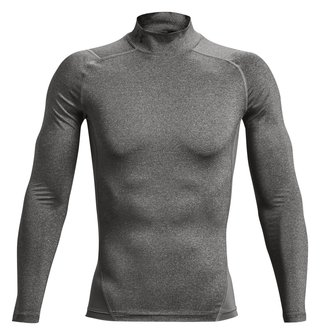Under Armour HeatGear Comp Mock t-shirt de compression manches longues homme, carbon heather/noir