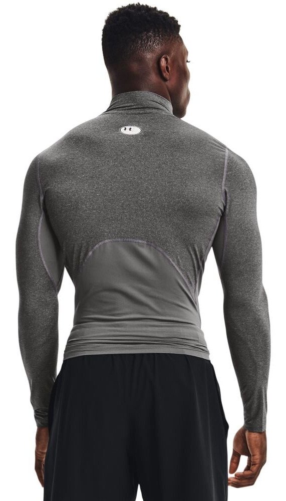 Under Armour HeatGear Comp Mock t-shirt de compression manches longues homme, carbon heather/noir