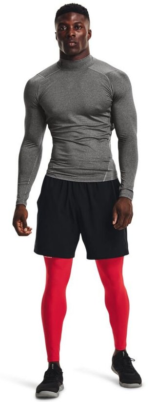 Under Armour HeatGear Comp Mock t-shirt de compression manches longues homme, carbon heather/noir