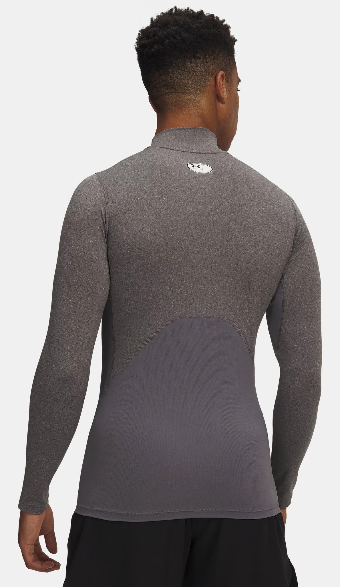 Under Armour HeatGear Comp Mock t-shirt de compression manches longues homme, carbon heather/noir